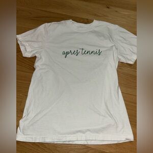 Comfort Colors Apres Tennis White and Green T Shirt Tee TENNIS Small S